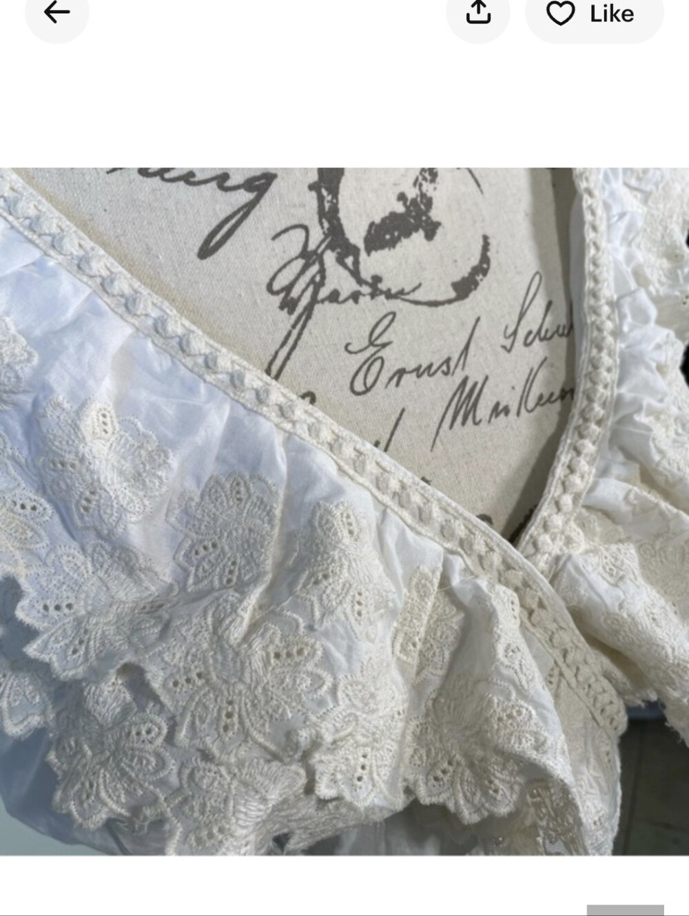 Jennifer& Grace Cream Ruffled Eyelet Crop Top Sz.M NWT - Picture 2 of 10